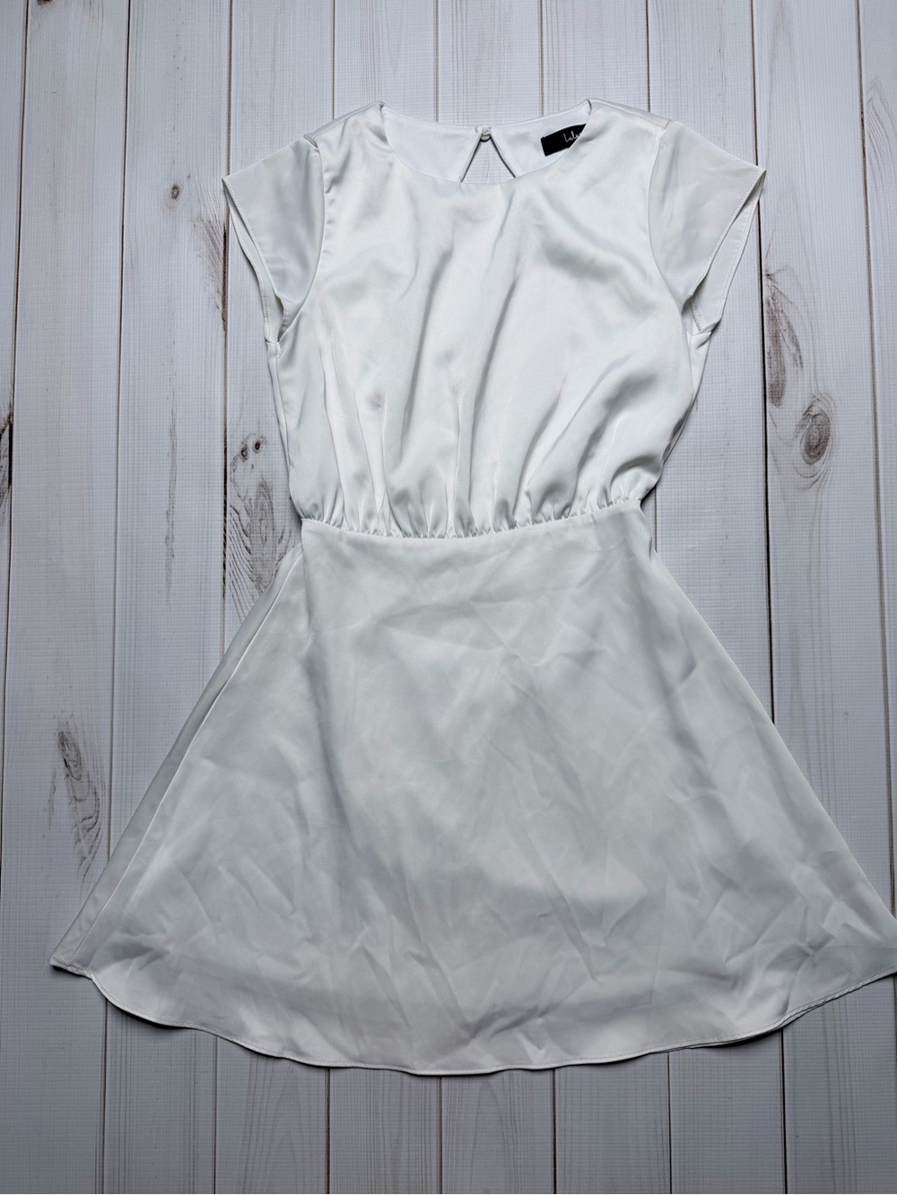 Lulu's White Open Back Cap-Sleeve Fit & Flare Mini Dress
